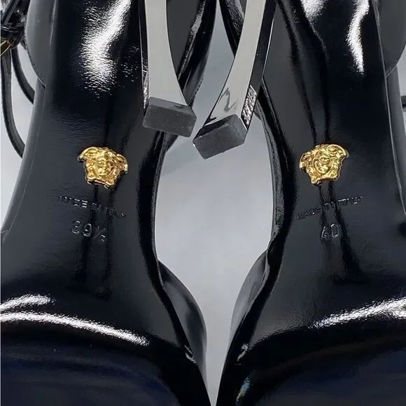 Versace Pin Point Leather Ankle Strap Pumps - Picture 13 of 14